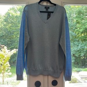 BROOKS BROTHERS Men's Blue 346 Supima Cotton V-Neck Pullover Sweater sz L